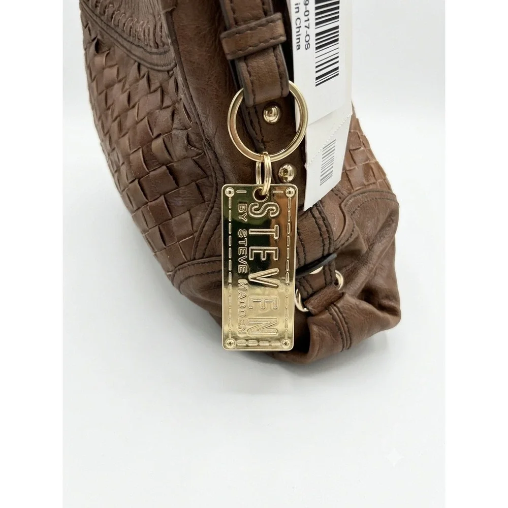 NWT Steven by Steve Madden Brown  Woven Leather Hobo Bag